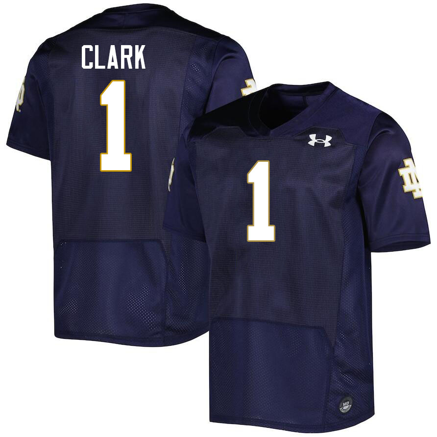 Men #1 Jordan Clark Notre Dame Fighting Irish College Football Jerseys Stitched-Navy